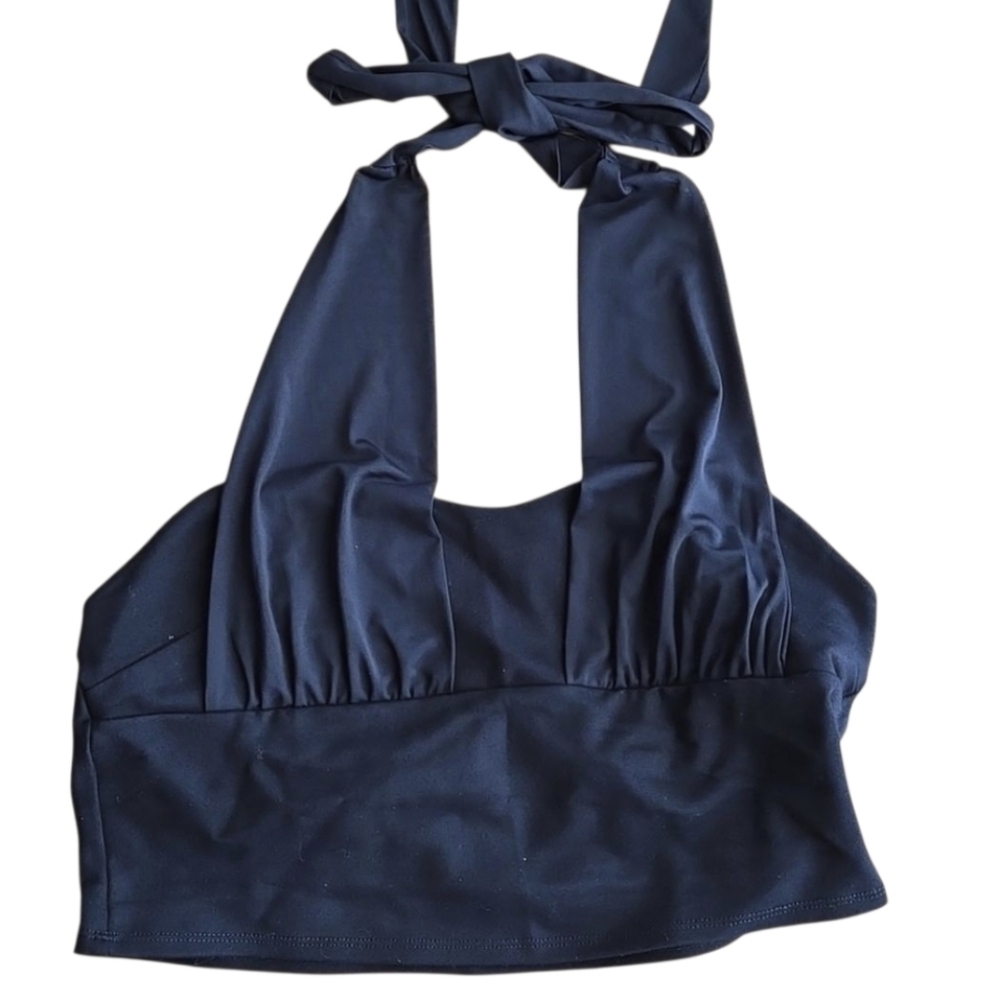 7 Day WKND Black Halter Top, Size L